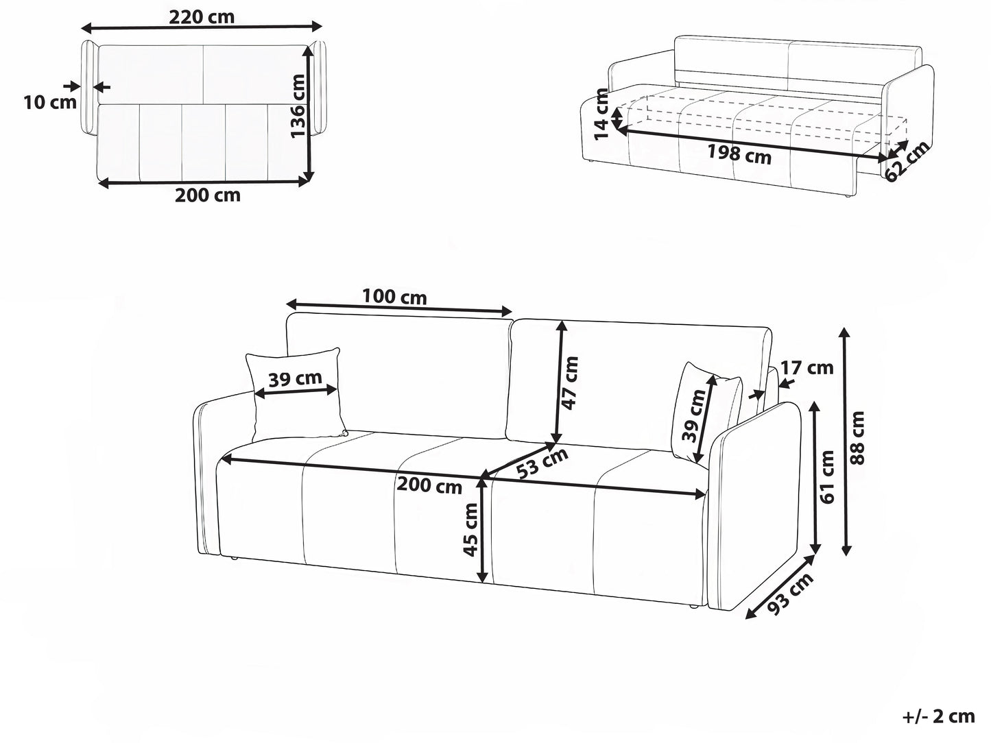 Sofa Bed 3 Seater EGGE Velvet Taupe