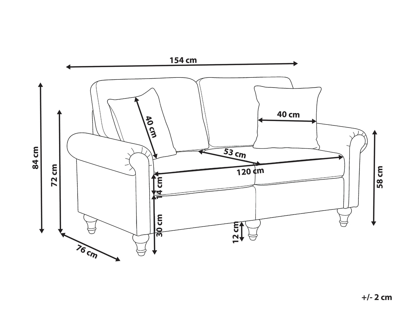 Sofa 2 Seater GINNERUP Fabric Taupe
