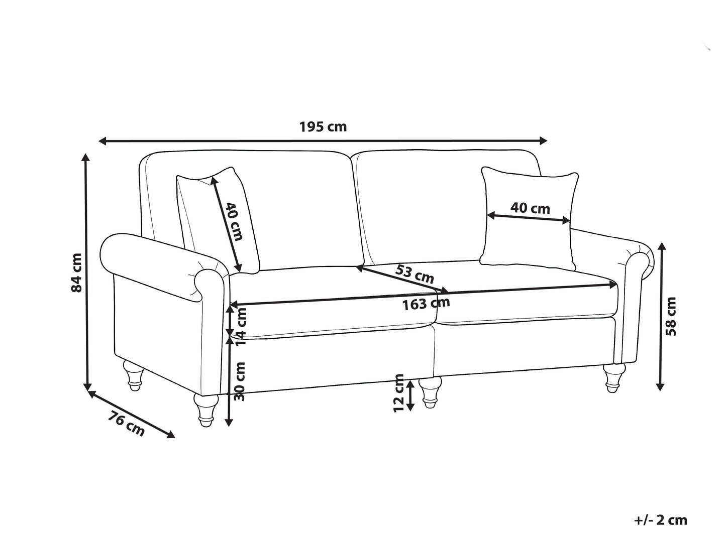 Sofa 3 Seater GINNERUP Fabric Brown