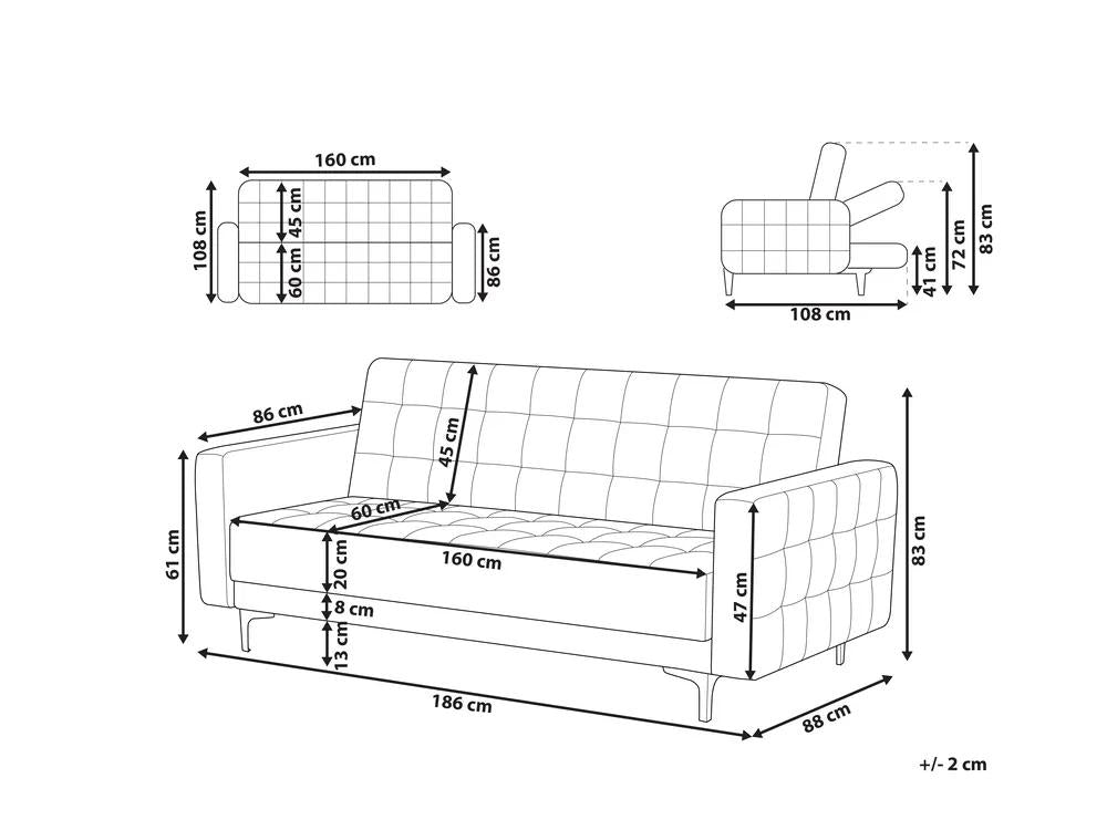 Sofa Bed 3 Seater ABERDEEN Fabric Taupe
