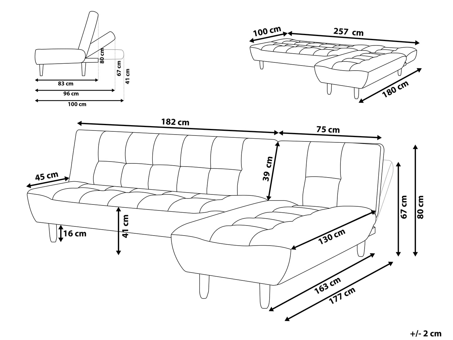 Modular Corner Sofa Bed 4 Seater ALSTEN Fabric Red Left Hand
