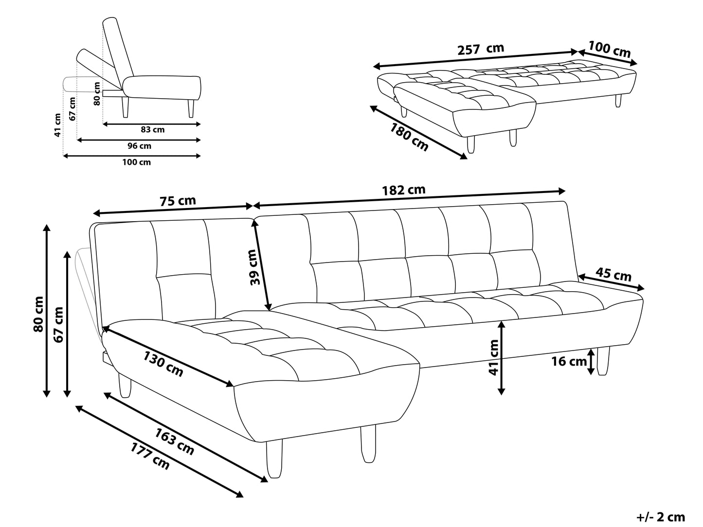 Modular Corner Sofa Bed 4 Seater ALSTEN Fabric Red Right Hand