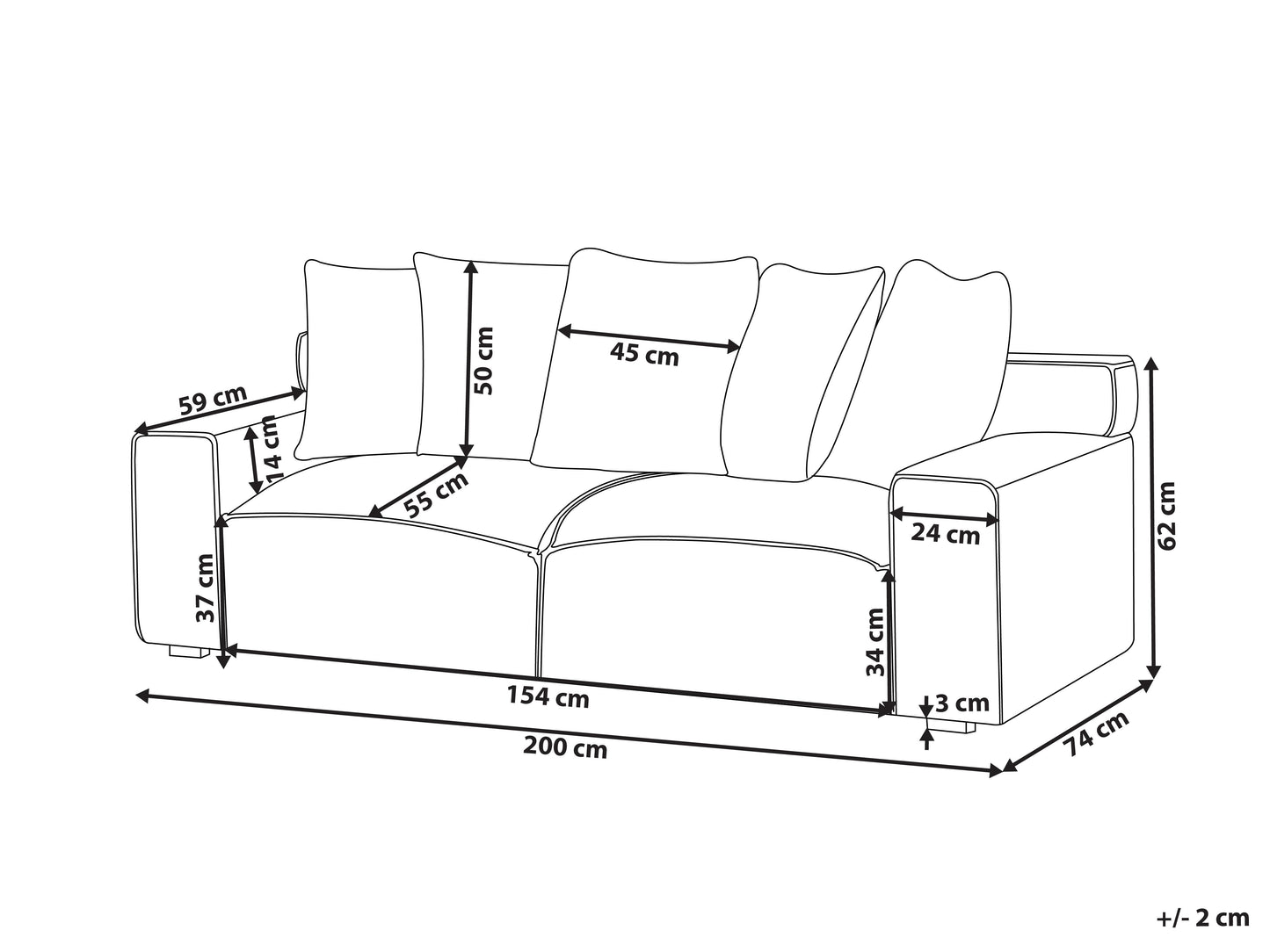 Sofa 3 Seater VISKAN Chenille Off-White