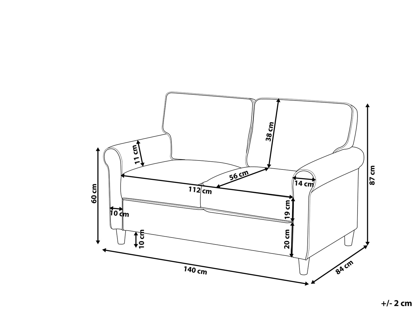 Sofa 2 Seater RONNEBY Fabric Beige