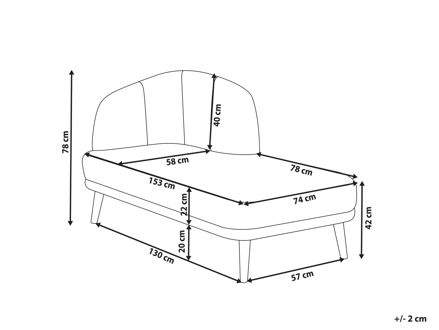 Left-Hand Chaise Lounge TANLAY Fabric Light Beige