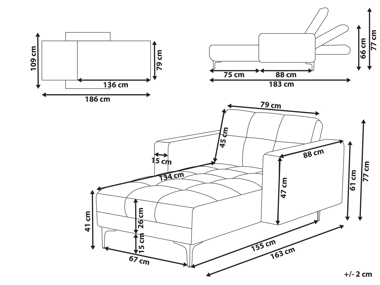 Chaise Longue ALNES Boucle White