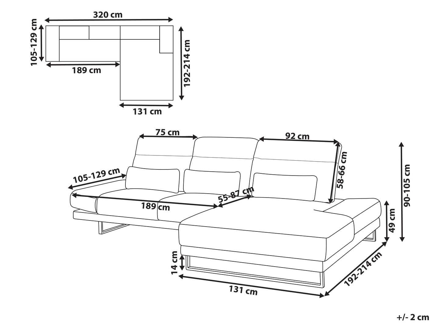 Corner Sofa 4 Seater IKAST Corduroy Beige Left Hand
