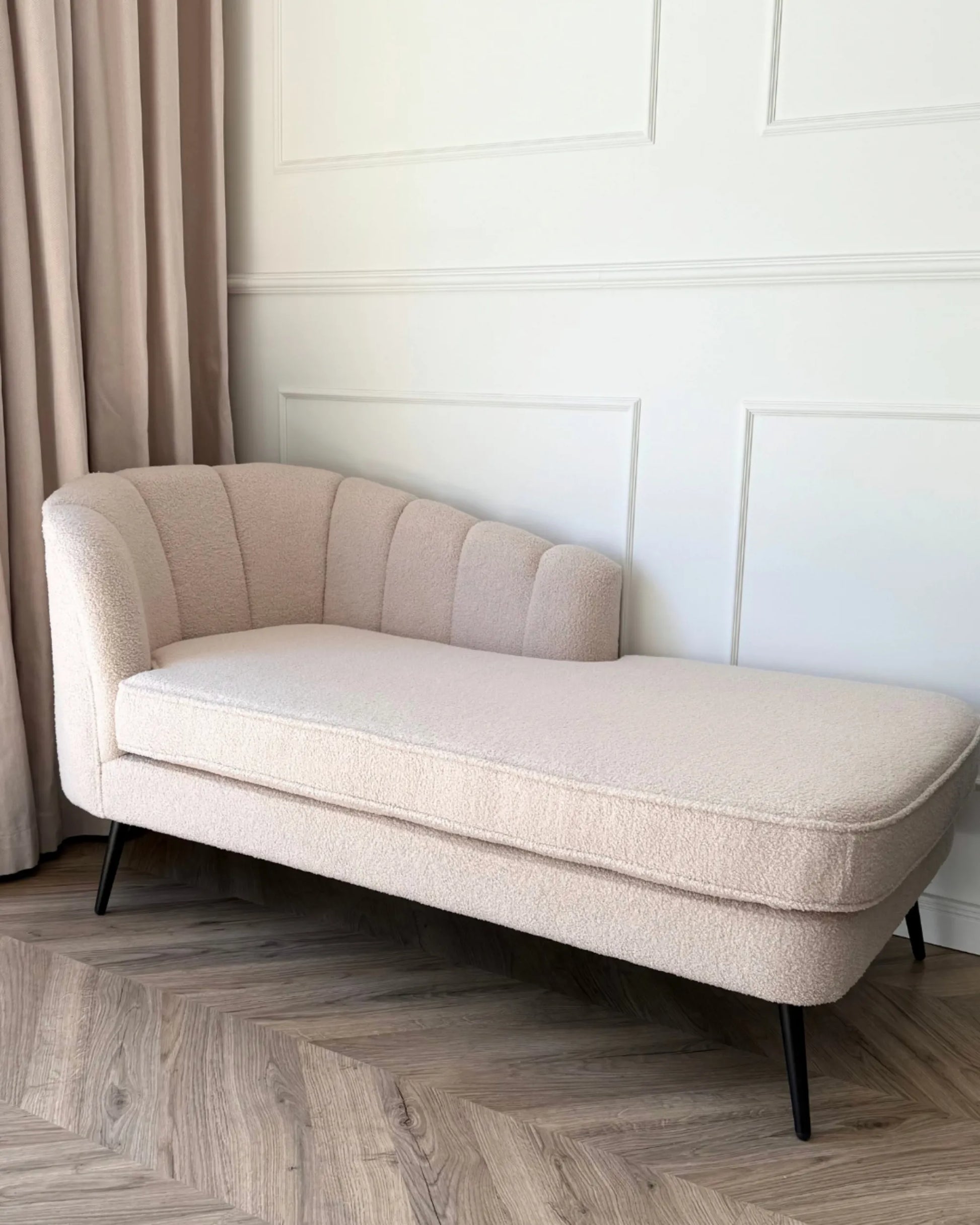  Left-Hand Chaise Lounge ALLIER Boucle Light Beige