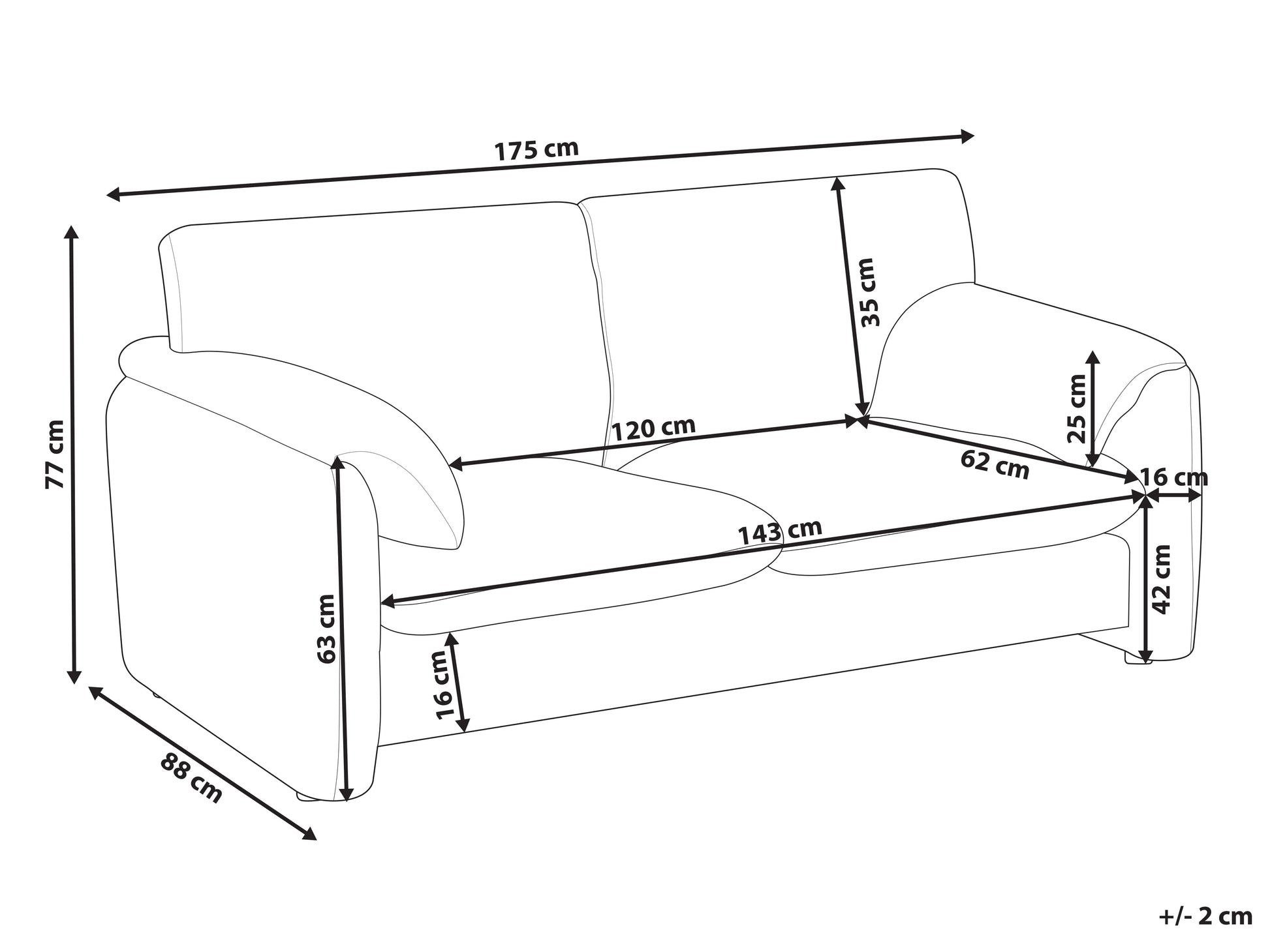  Sofa 2 Seater GETA Fabric Off-White