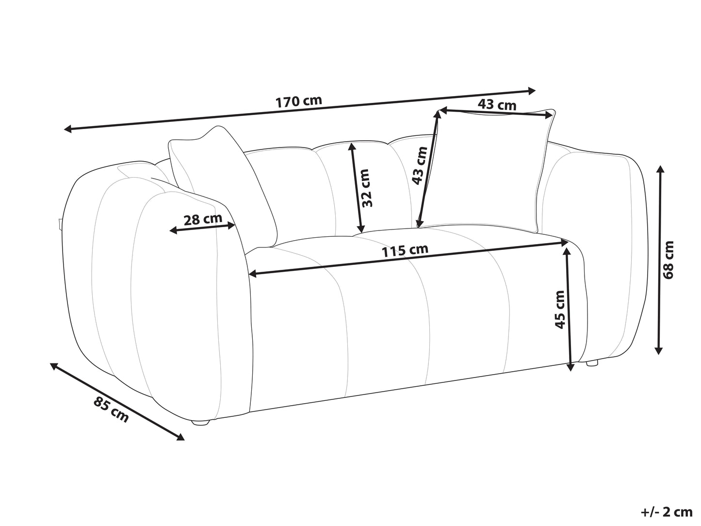  Sofa 2 Seater NESS Fabric Off-White