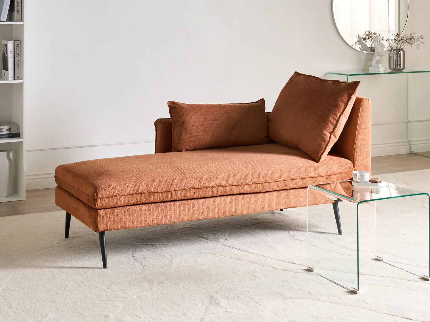  Right-Hand Chaise Lounge YERRES Fabric Orange