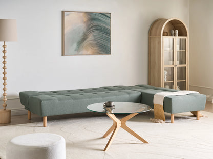  Modular Corner Sofa Bed 4 Seater ALSTEN Fabric Green Left Hand