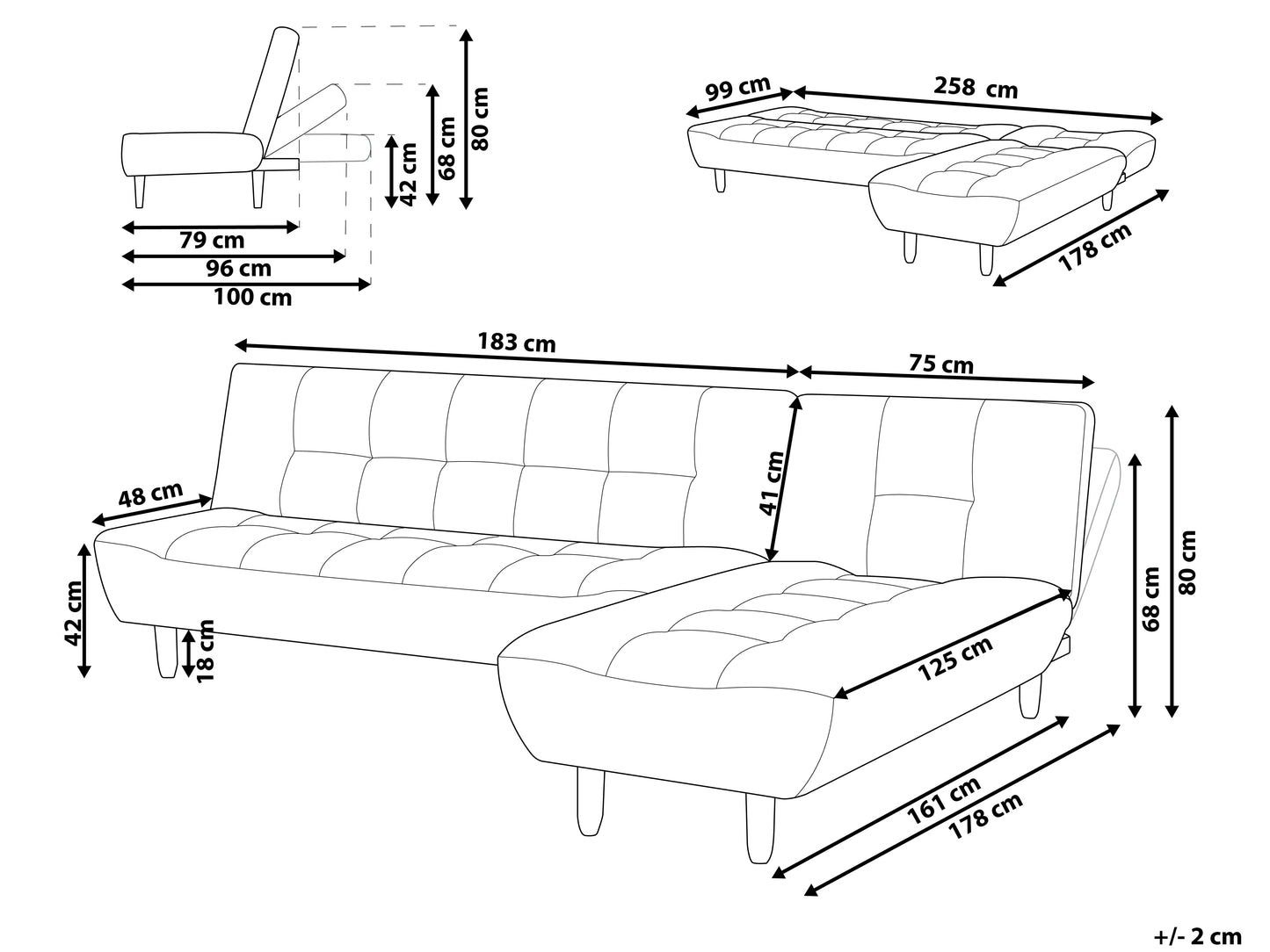  Modular Corner Sofa Bed 4 Seater ALSTEN Fabric Green Left Hand