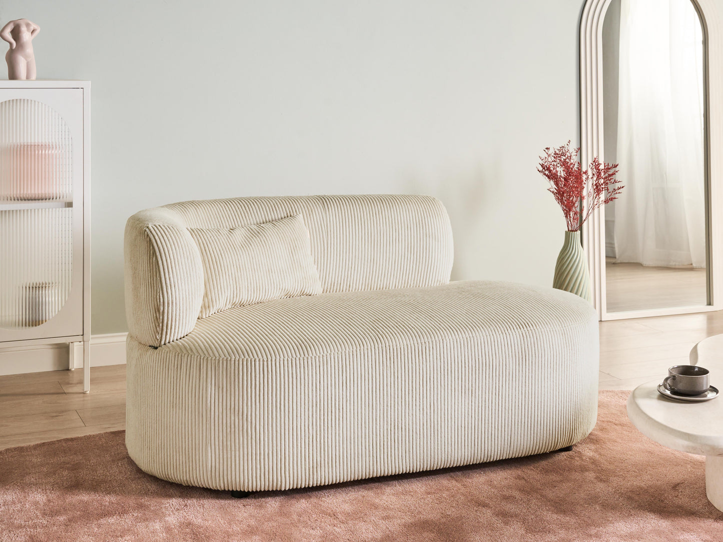  Left-Hand Chaise Lounge VANVEY Corduroy Light Beige