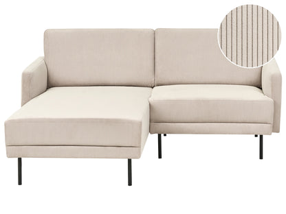  Corner Sofa 2 Seater BREDA Corduroy Beige Right Hand