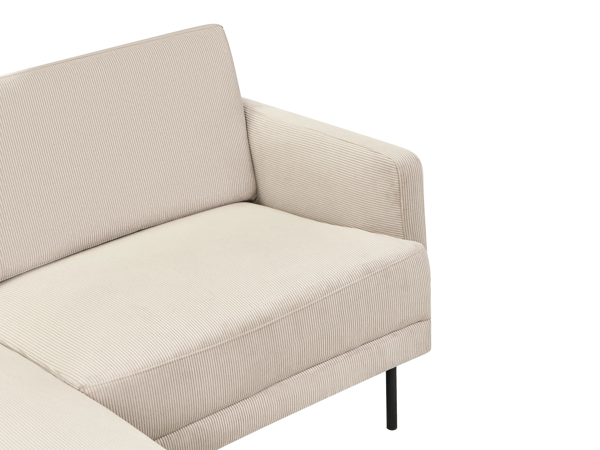  Corner Sofa 2 Seater BREDA Corduroy Beige Right Hand