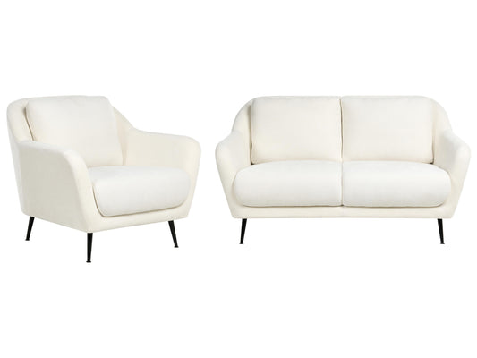  Living Room Set 3 Seater EIBY Chenille White