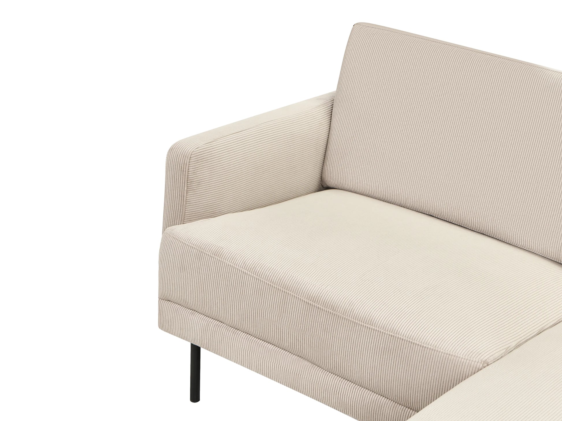  Corner Sofa 2 Seater BREDA Corduroy Beige Left Hand
