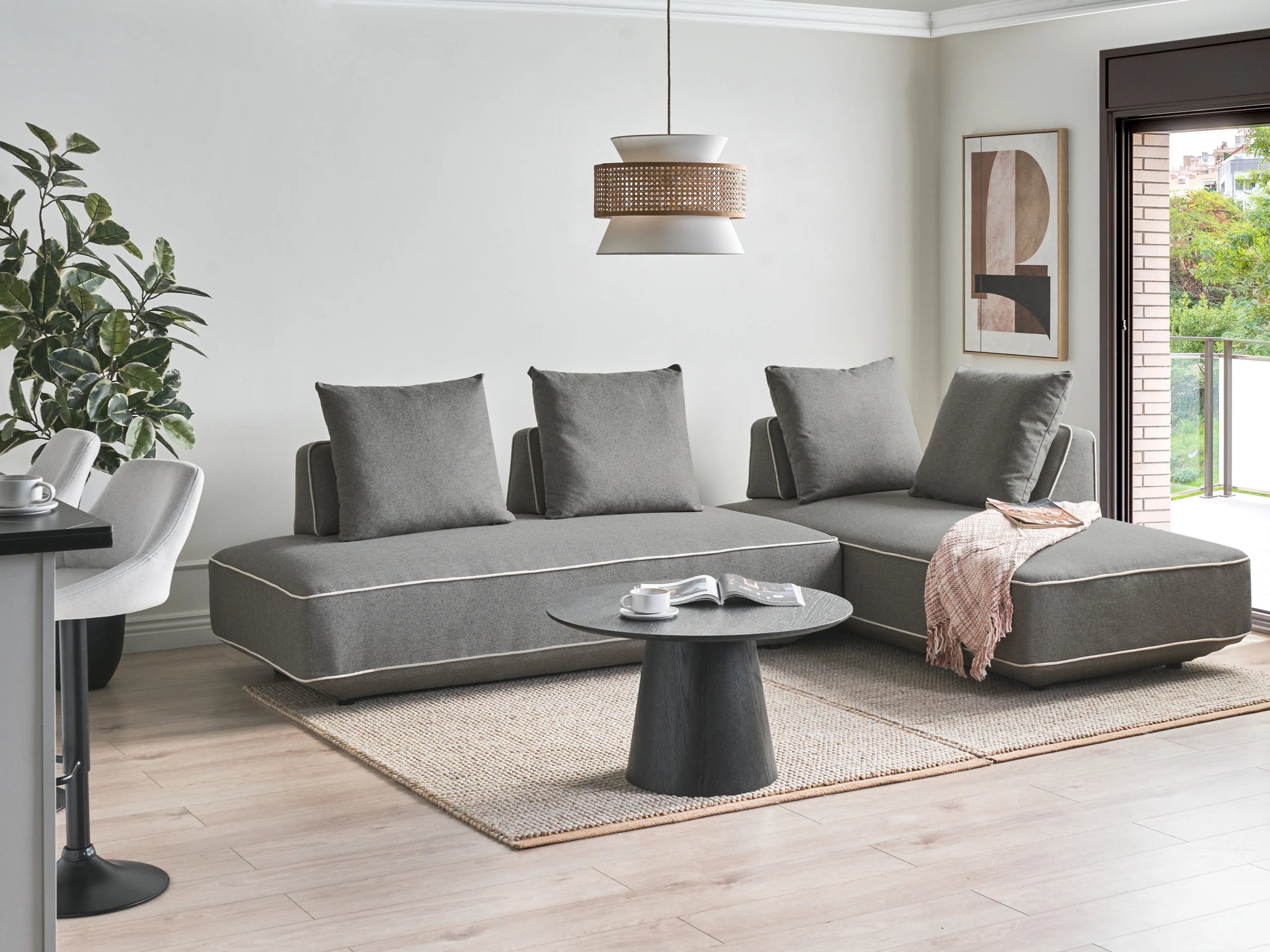  Chaise Longue SEILLANS Fabric Grey