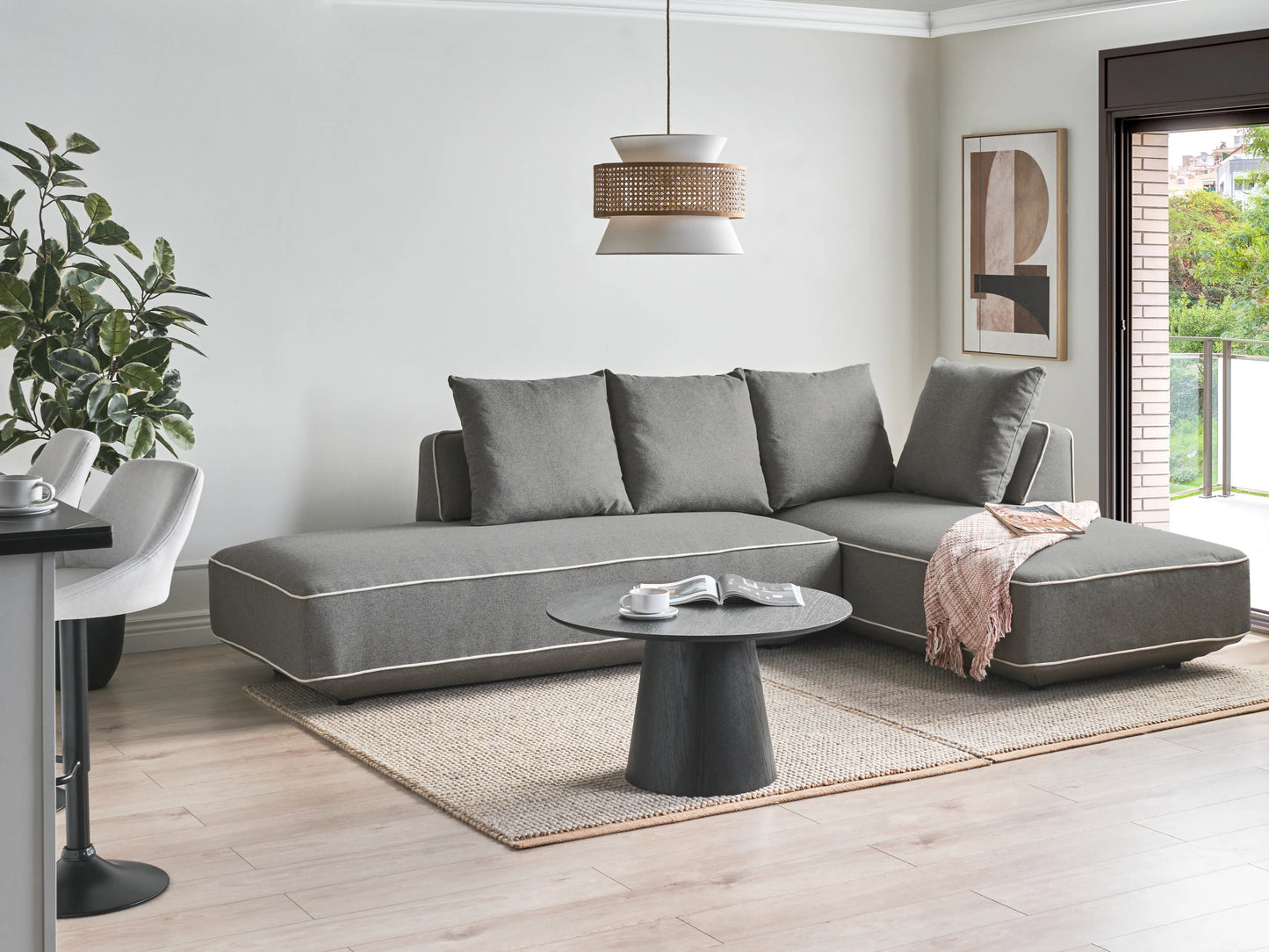  Chaise Longue SEILLANS Fabric Grey