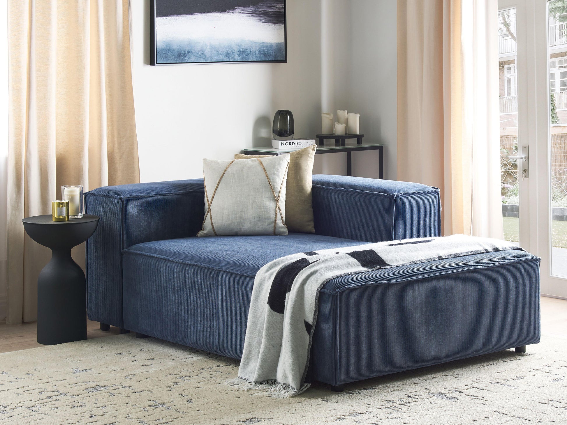  Left-Hand Chaise Lounge ARDAL Corduroy Dark Blue