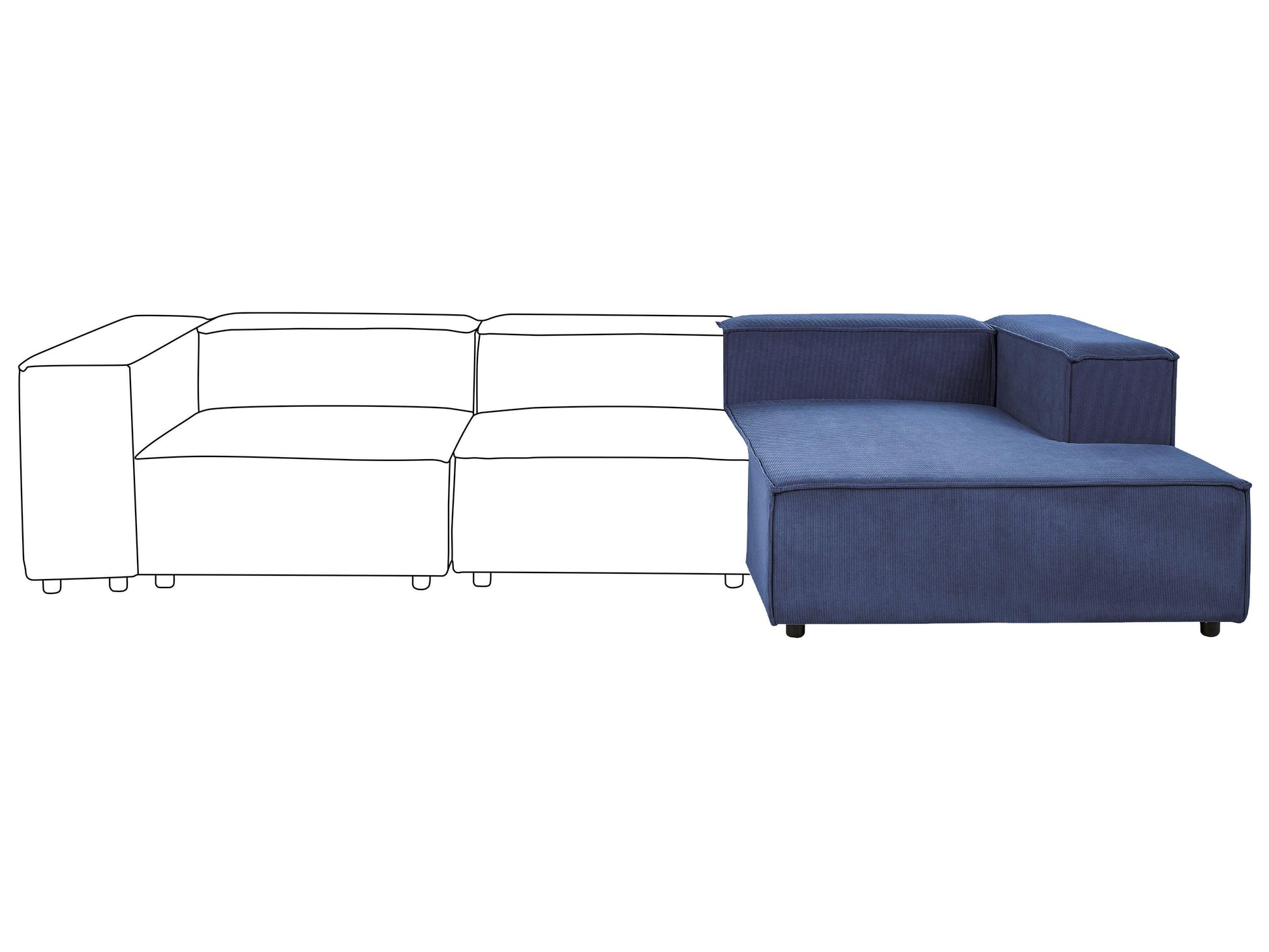  Left-Hand Chaise Lounge ARDAL Corduroy Dark Blue