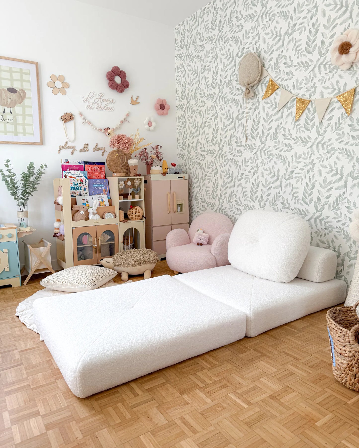  Single Sofa Bed OLDEN Boucle White