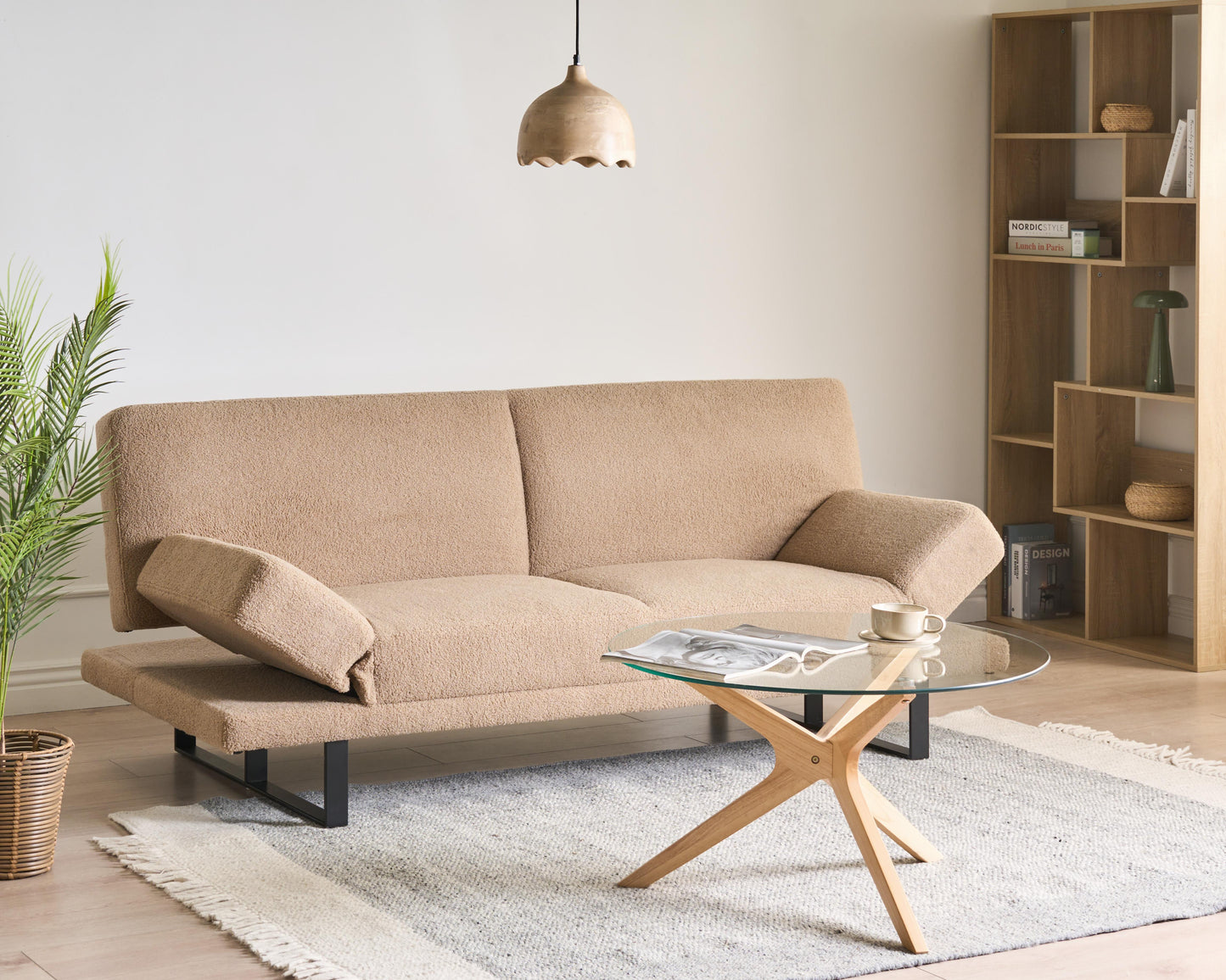  Sofa Bed 2 Seater YORK Boucle Sand Beige