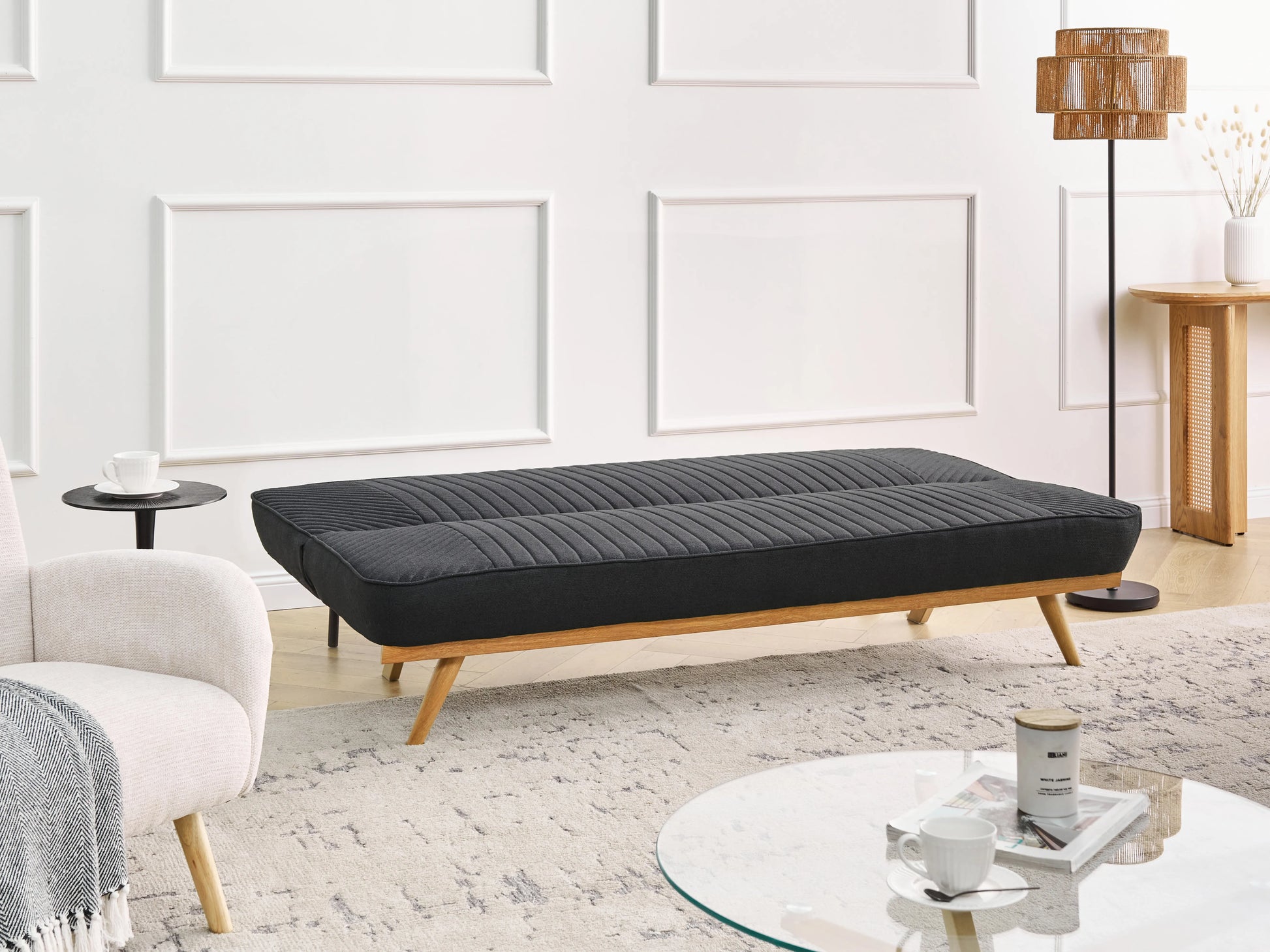  Sofa Bed 2 Seater KALFAFEL Fabric Black