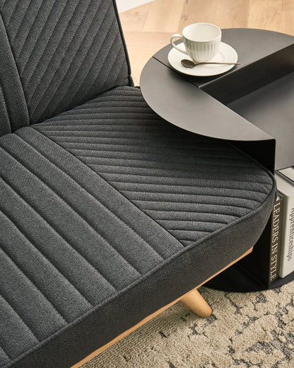  Sofa Bed 2 Seater KALFAFEL Fabric Black