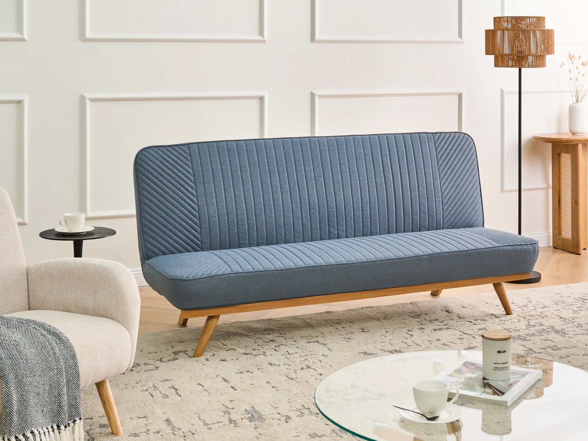 Sofa Bed 2 Seater KALFAFEL Fabric Blue