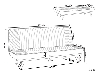  Sofa Bed 2 Seater KALFAFEL Fabric Grey