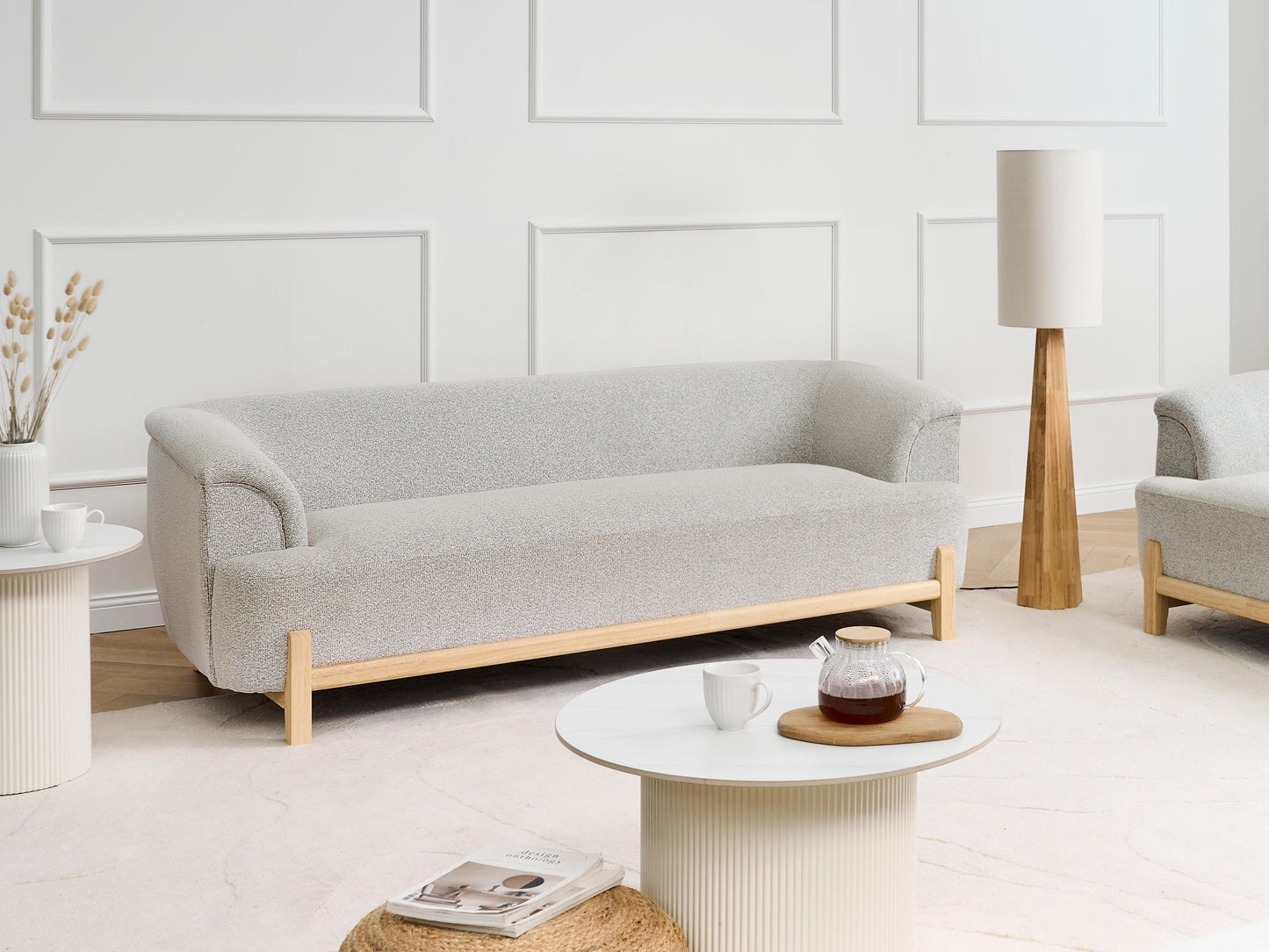  Sofa 3 Seater ALNOR Fabric Light Grey