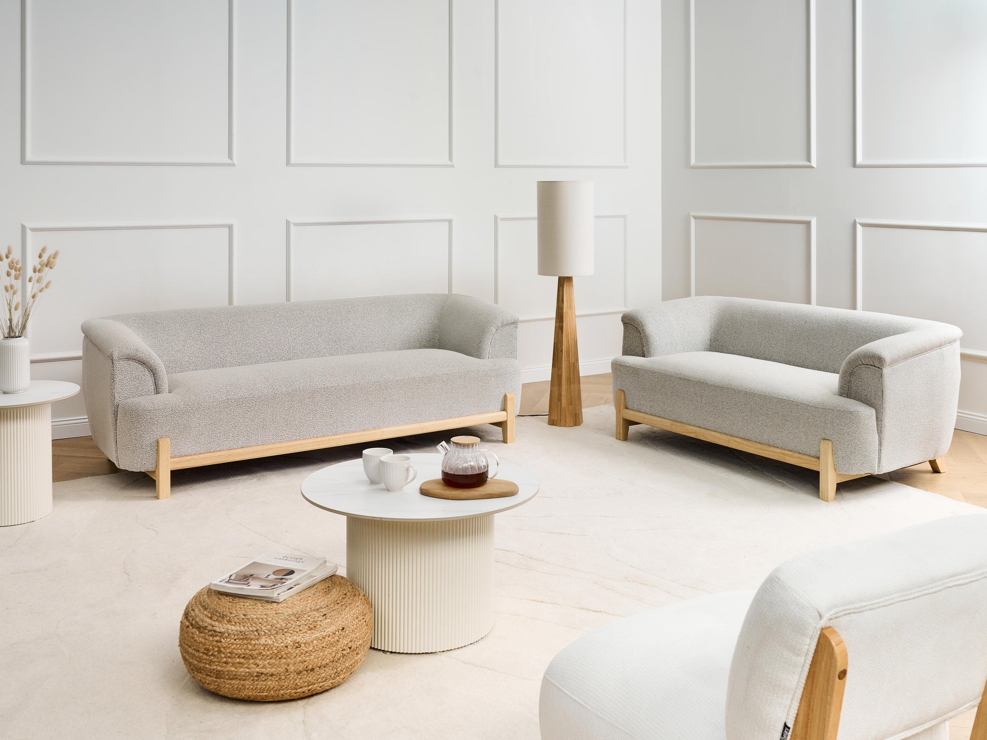  Sofa 3 Seater ALNOR Fabric Light Grey