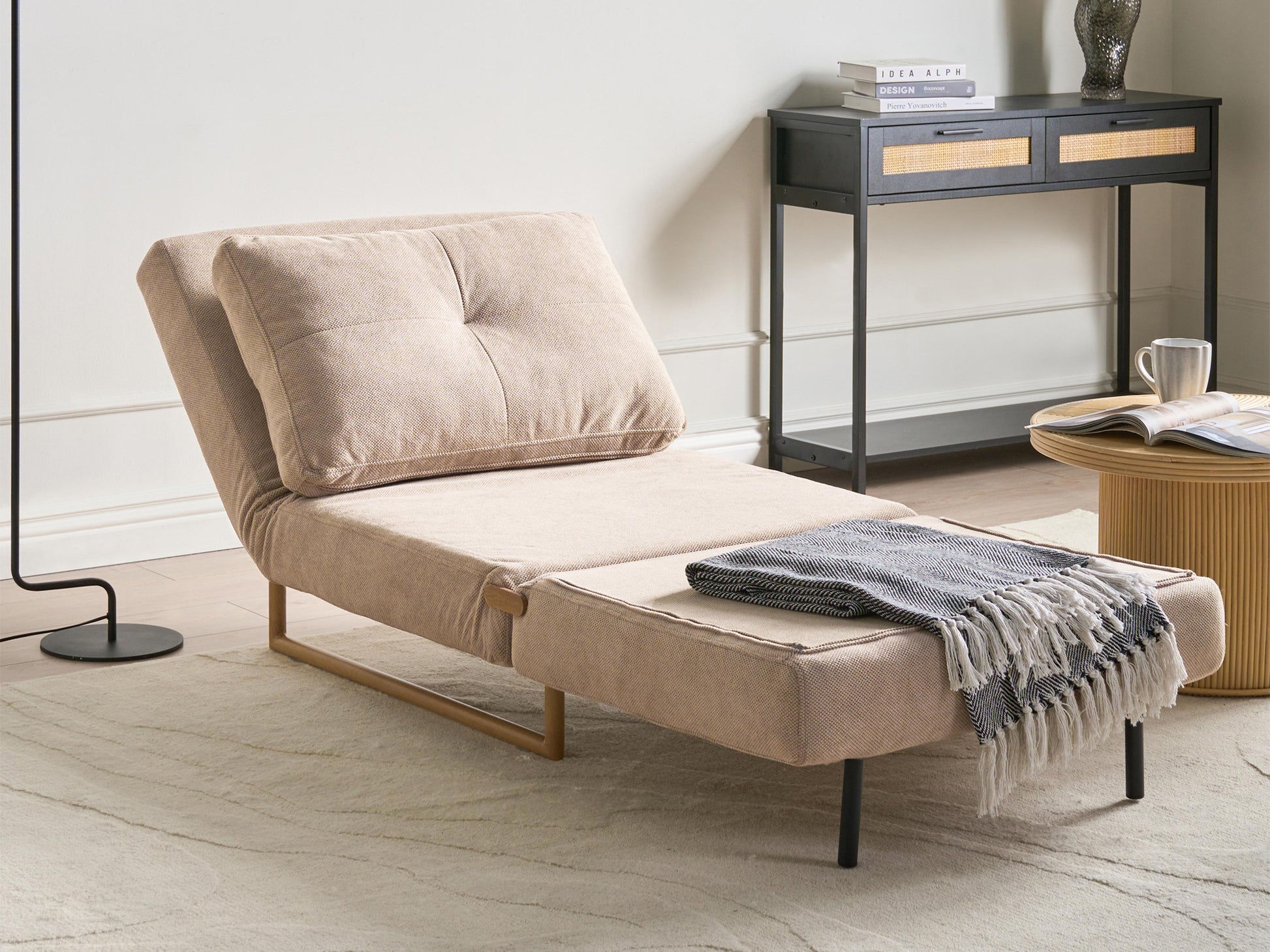  Single Sofa Bed JERSLEV Fabric Light Brown