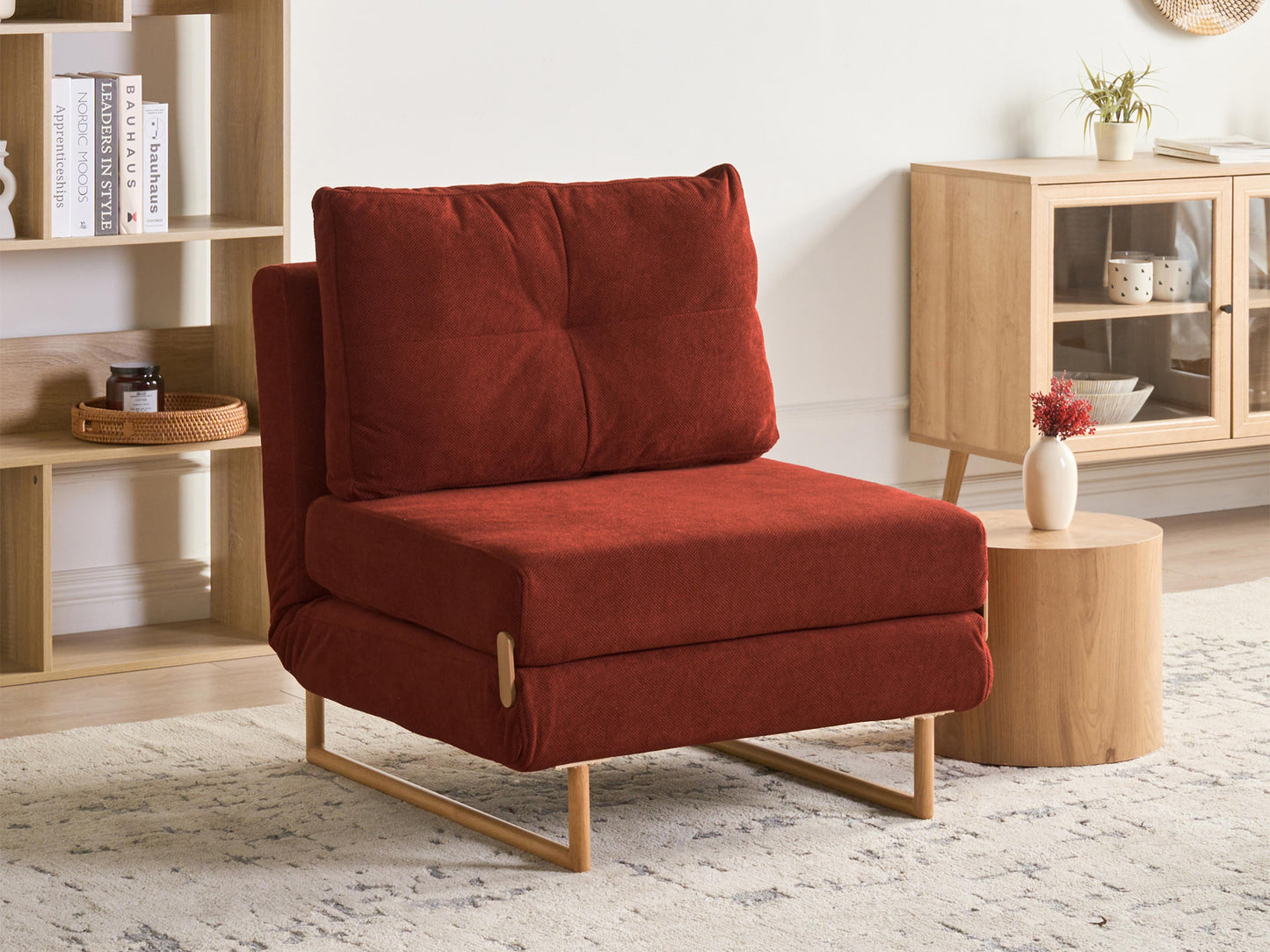 Single Sofa Bed JERSLEV Fabric Red