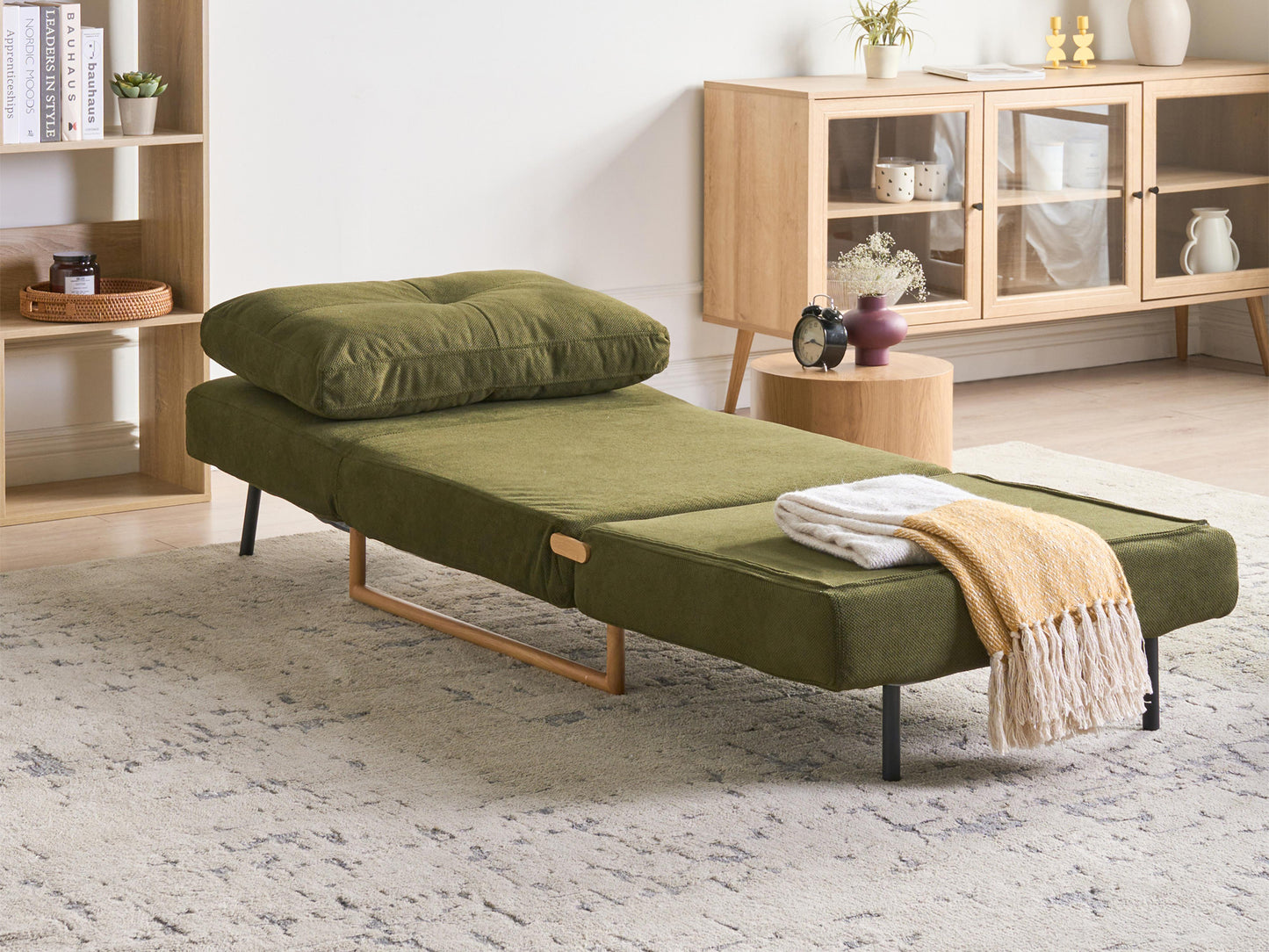  Single Sofa Bed JERSLEV Fabric Green
