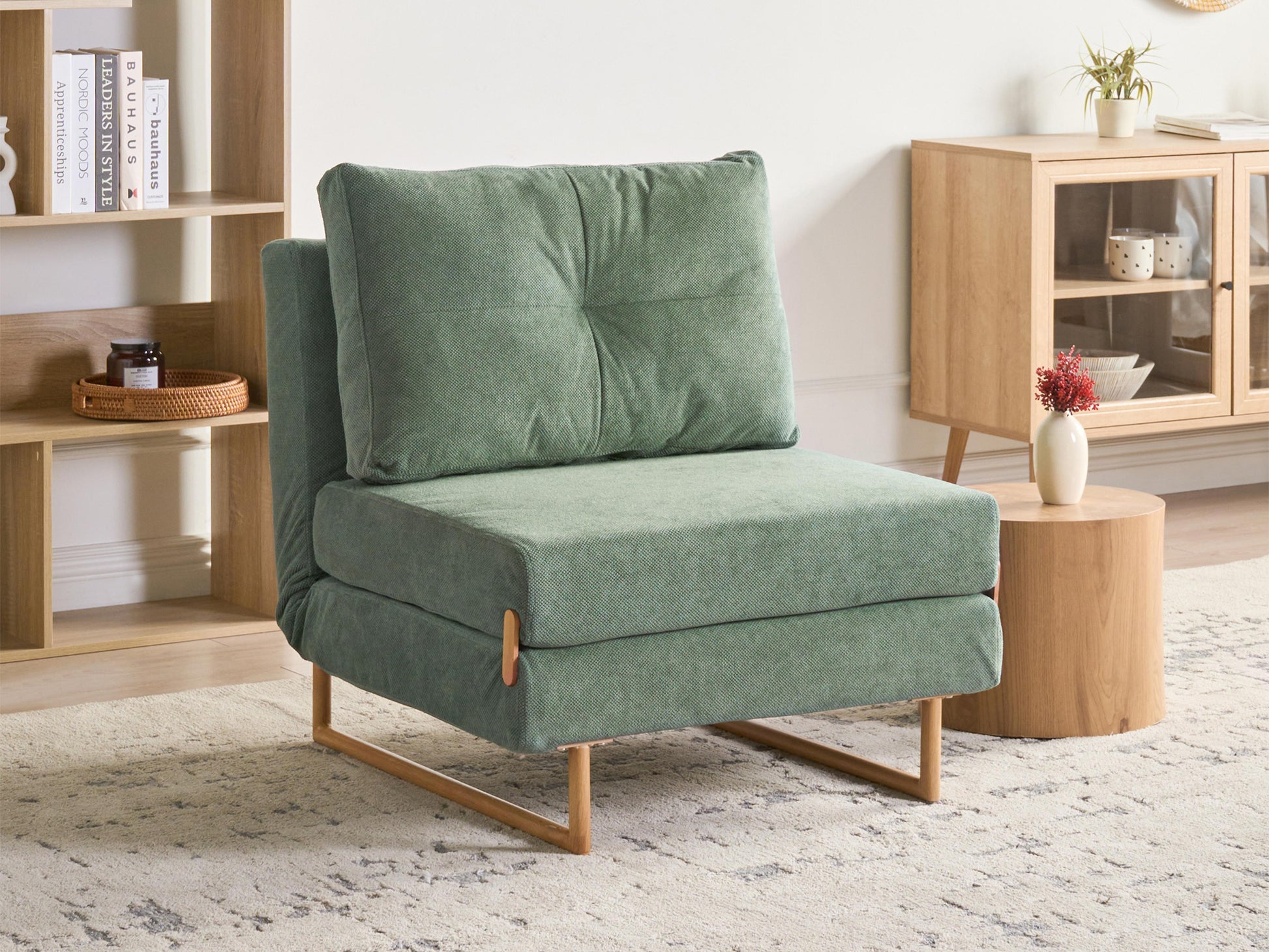  Single Sofa Bed JERSLEV Fabric Light Green