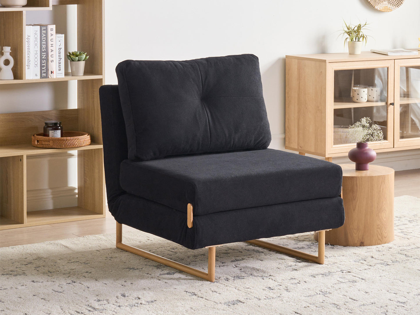  Single Sofa Bed JERSLEV Fabric Black