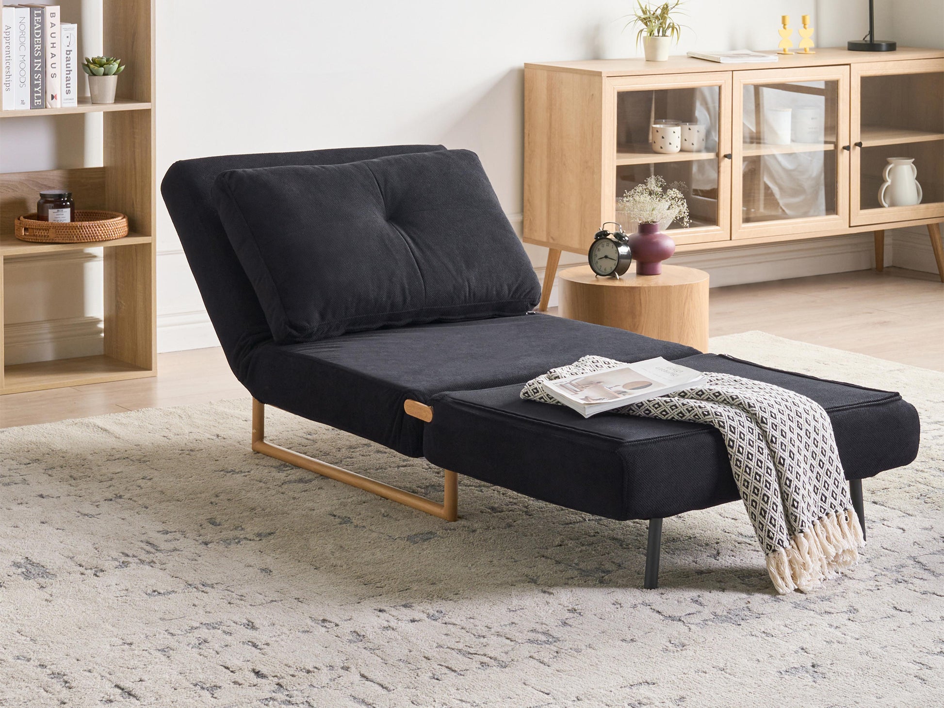  Single Sofa Bed JERSLEV Fabric Black