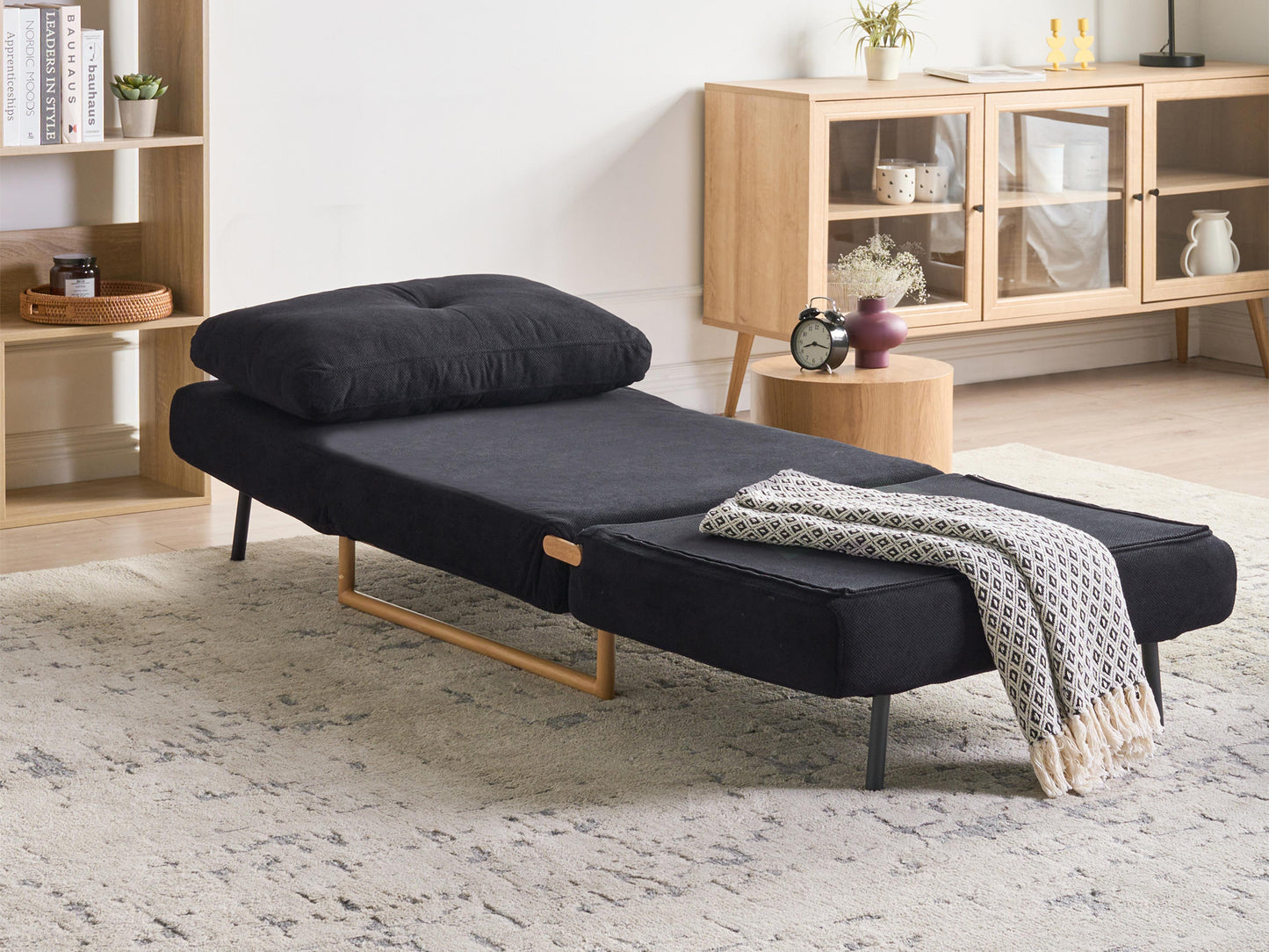  Single Sofa Bed JERSLEV Fabric Black