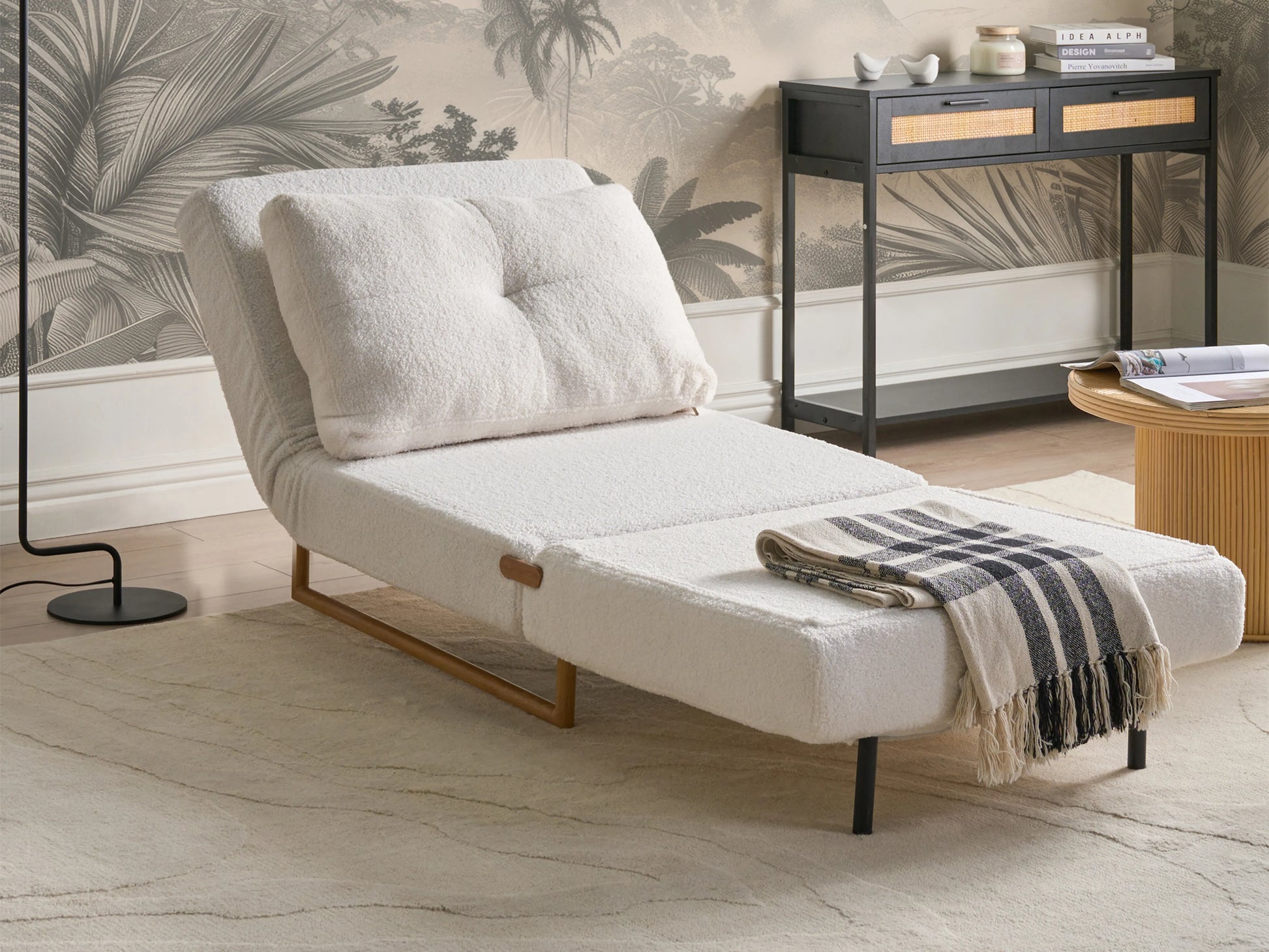  Single Sofa Bed JERSLEV Boucle Off-White