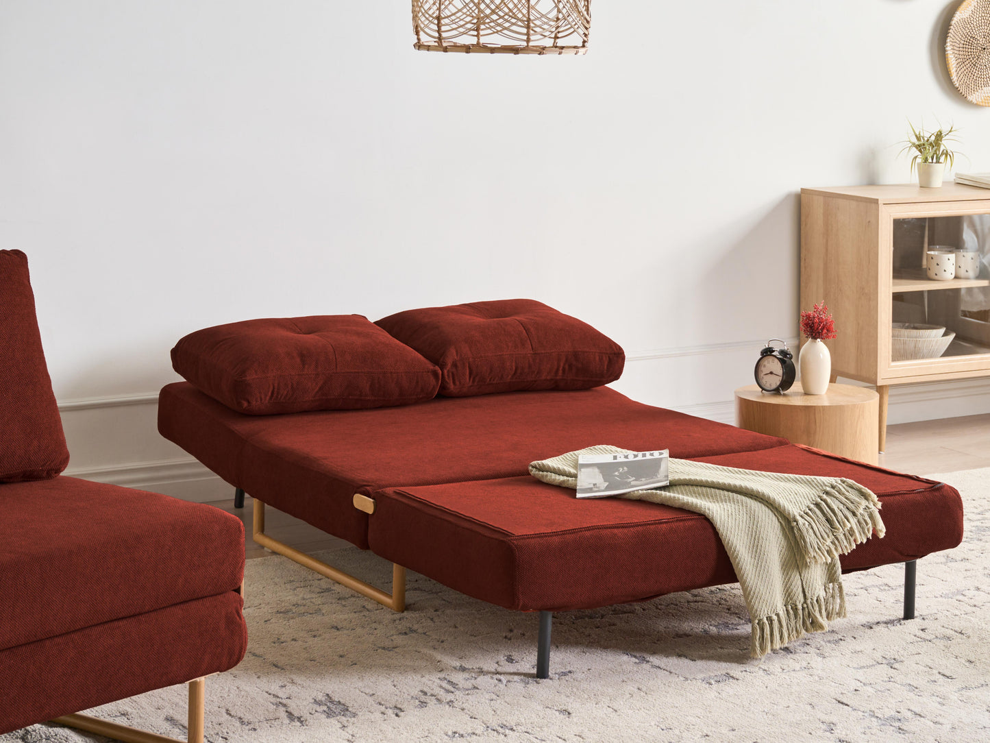  Sofa Bed 2 Seater JERSLEV Fabric Red