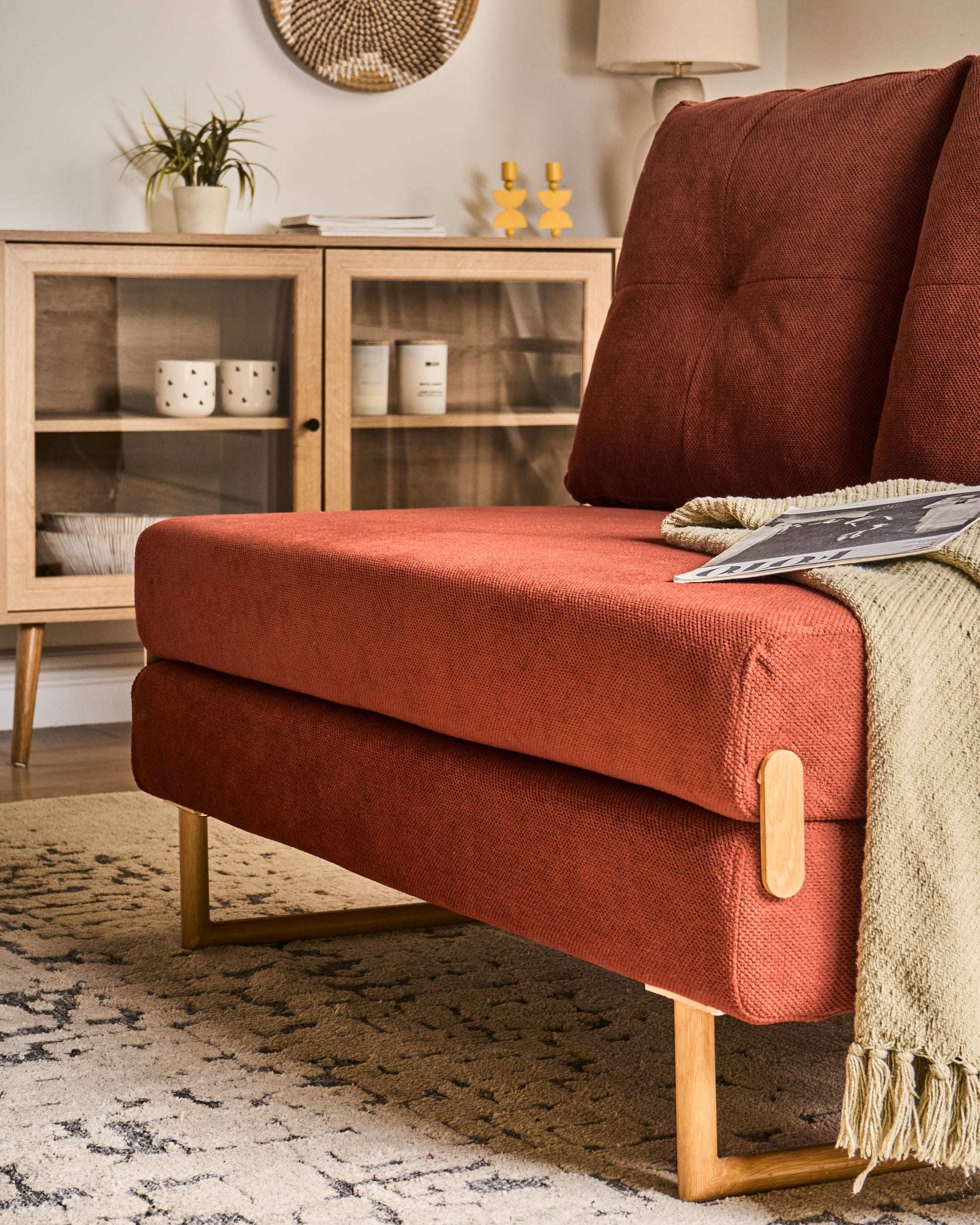  Sofa Bed 2 Seater JERSLEV Fabric Red
