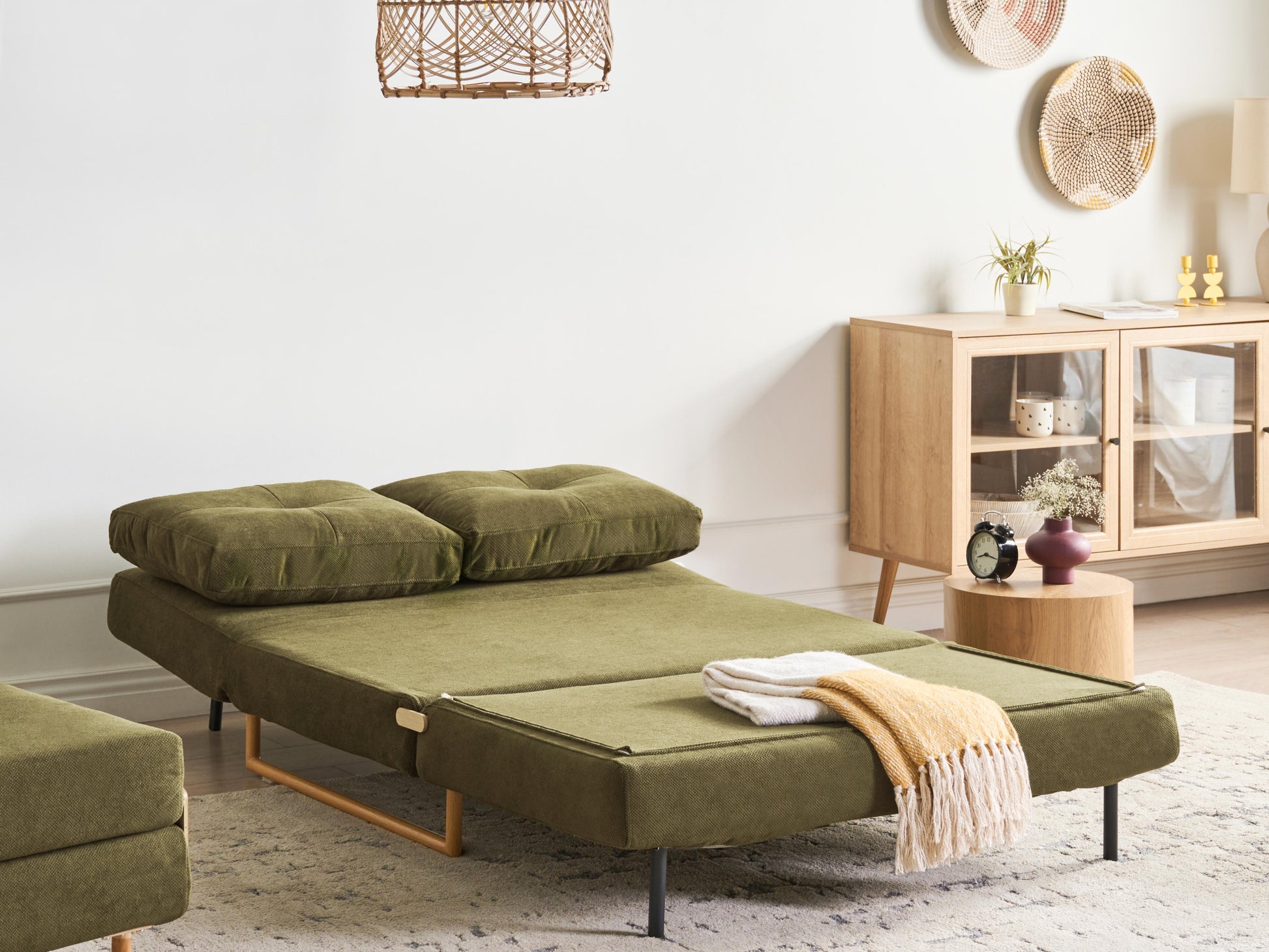  Sofa Bed 2 Seater JERSLEV Fabric Green