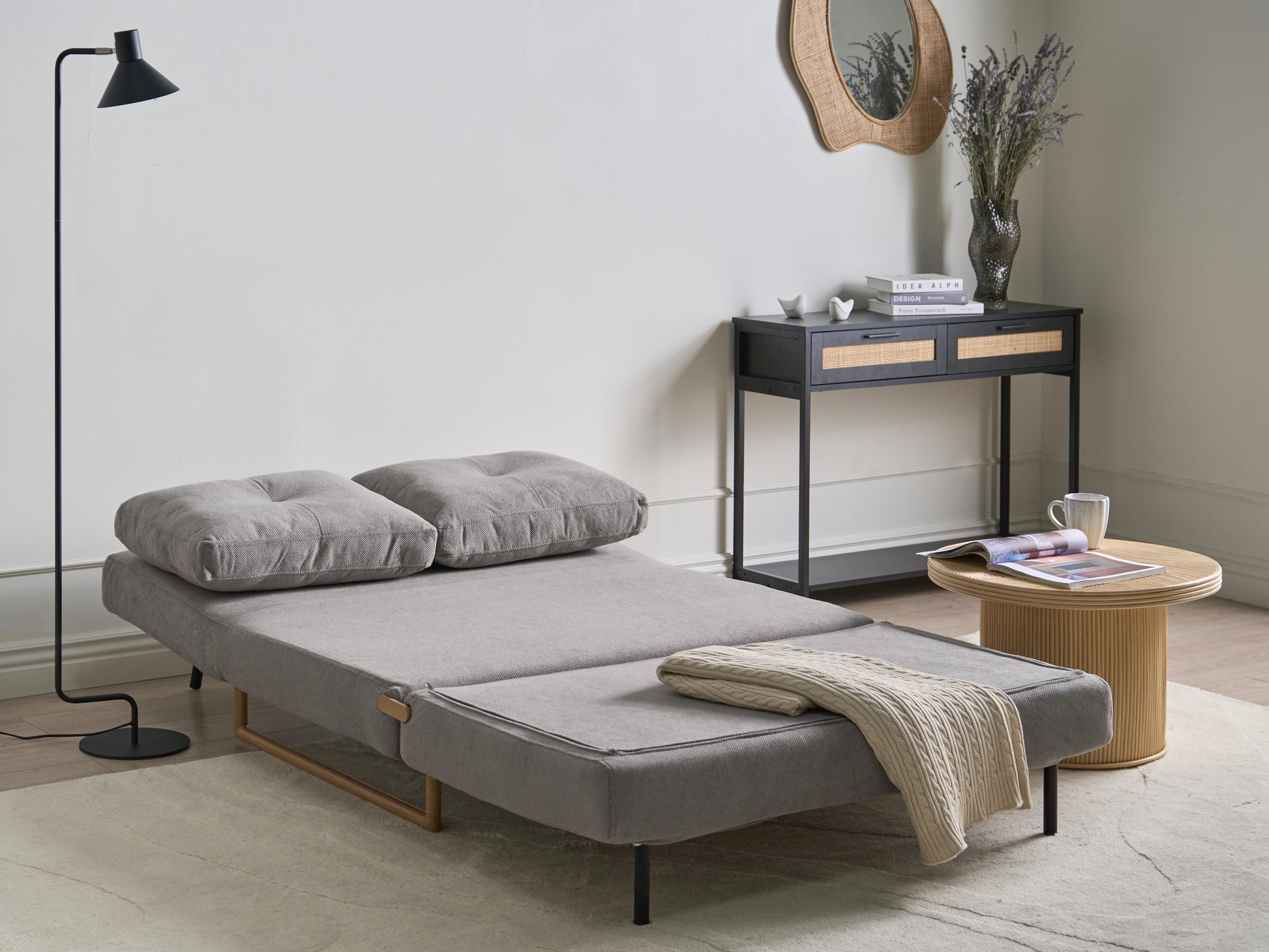  Sofa Bed 2 Seater JERSLEV Fabric Grey