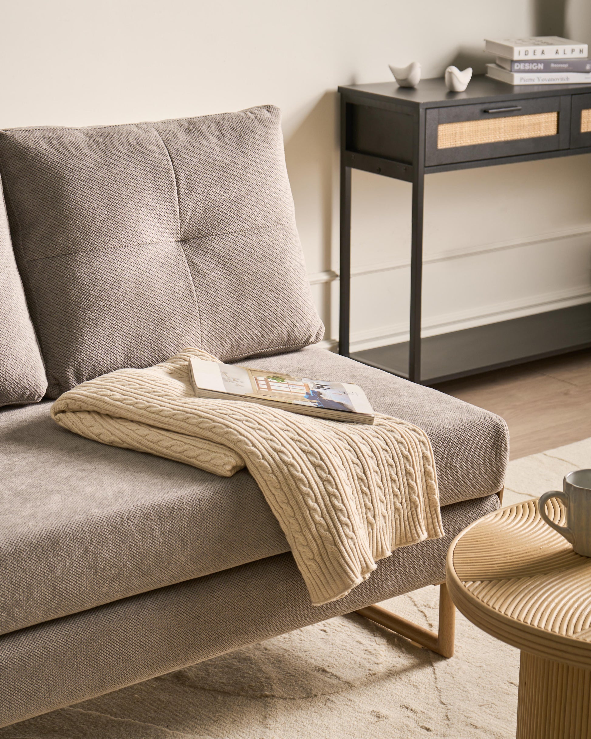  Sofa Bed 2 Seater JERSLEV Fabric Grey