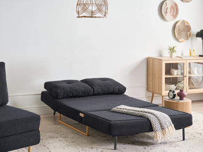  Sofa Bed 2 Seater JERSLEV Fabric Black