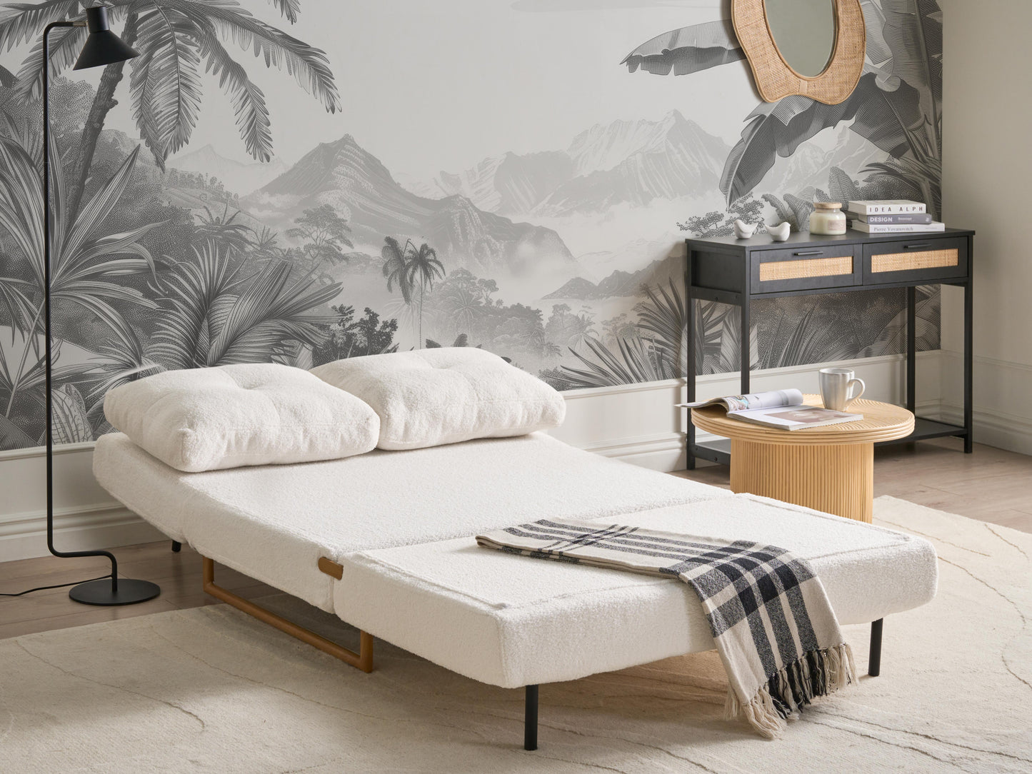  Sofa Bed 2 Seater JERSLEV Boucle Off-White