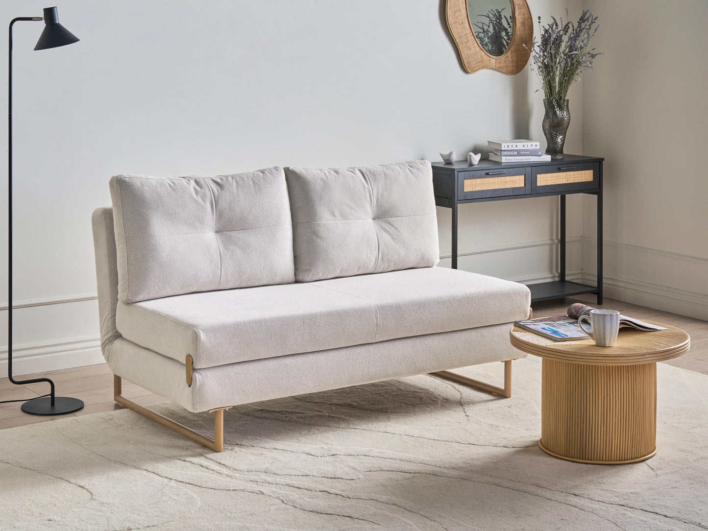  Sofa Bed 3 Seater JERSLEV Fabric Off-White